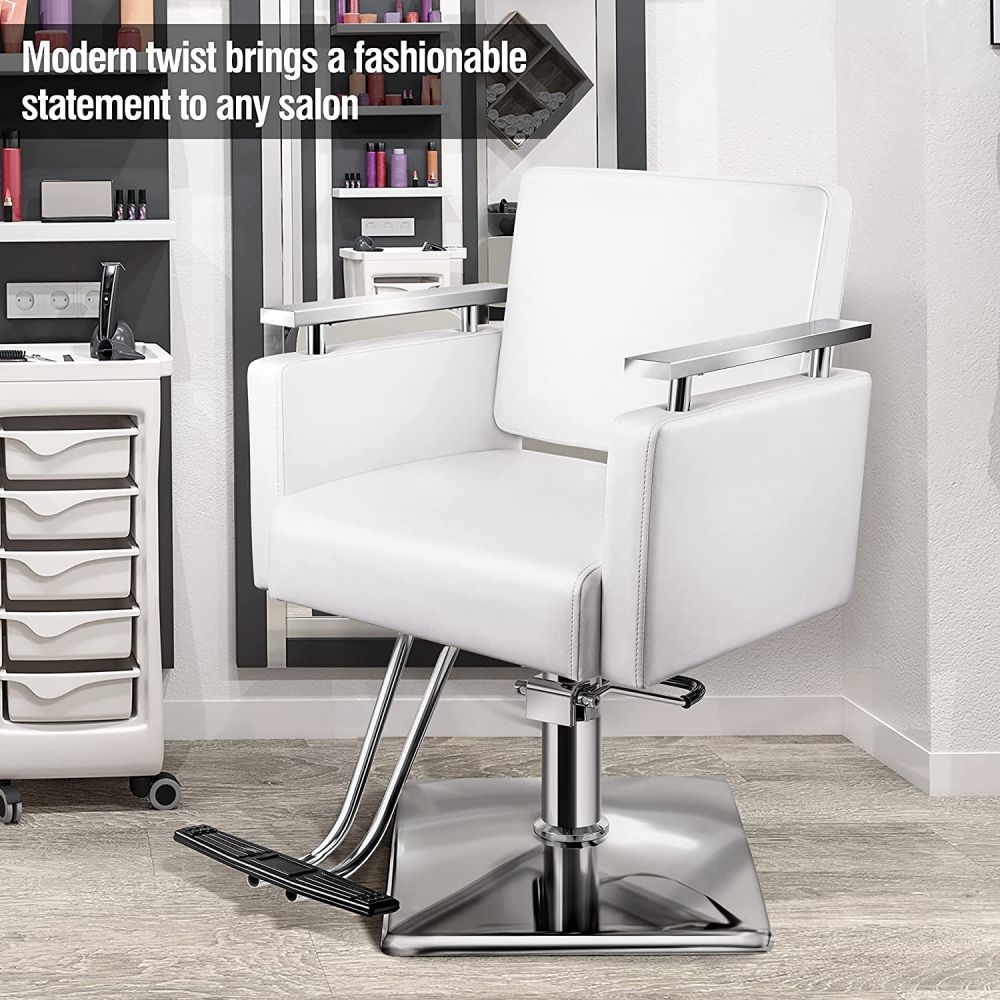 Heavy Duty Steel Frame Stylist Salon Chair White 